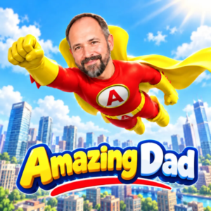 Amazing-dad-personalised-movie Amazing Dad personalised animated film with dad flying