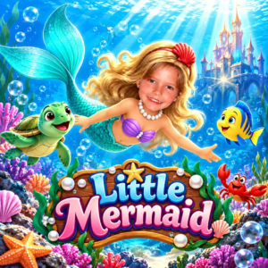 Little mermaid-animated-film Little mermaid animated movie personalised with name and picture