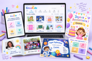 CreaKidz, studio de créations personnalisées LearnyKids avec modèles pour enfants à créer, personnaliser et imprimer