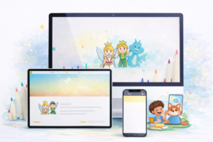 Plateforme en ligne interactive pour enfants univers illustré