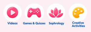 LearnyKids Academy online learning programmes featuring educational videos, games and quizzes, sophrology and creative activities for children.