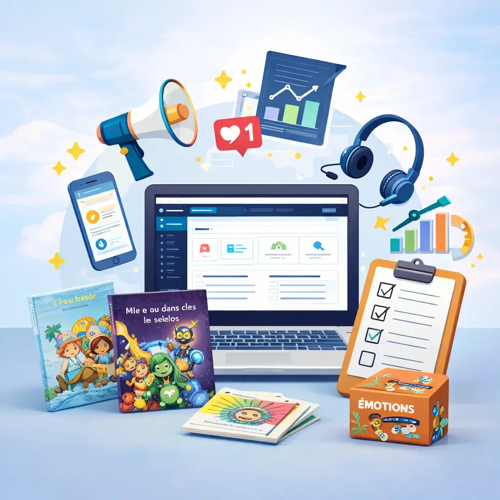 Écosystème LearnyKids avec outils, plateforme digitale et produits pour développer une activité autour des enfants