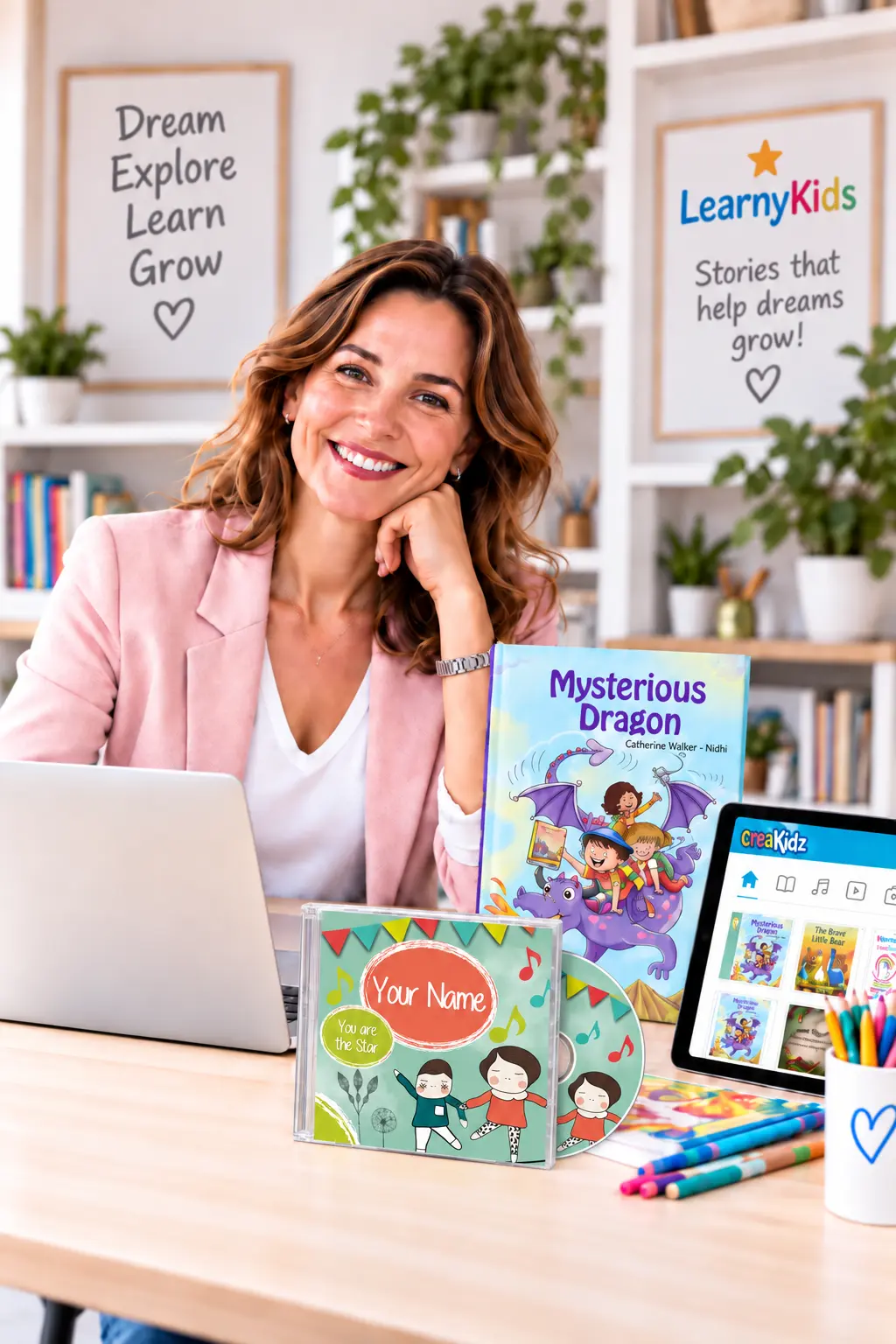Home-based children's business with LearnyKids personalised products and digital learning tools