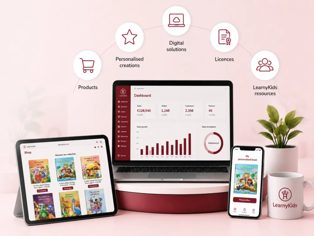 LearnyKids Master Pack ecosystem with digital solutions, personalised creations, licences, products and business resources