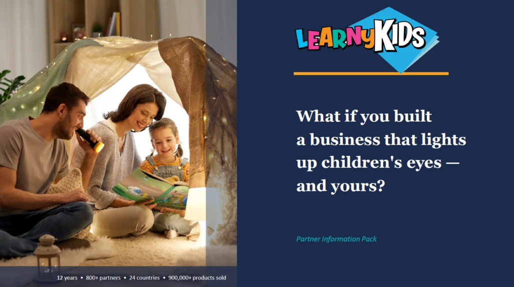 LearnyKids Partner Information Pack cover presenting a creative children’s business opportunity
