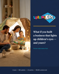 LearnyKids Partner Information Pack cover for a creative children’s business opportunity in the UK